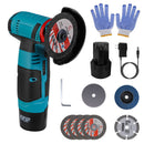 12V Cordless Mini Angle Grinder Hand Polishing Grinding Machine Cordless Cutter Grinding Tool with 7Pcs Disc 2Pcs 1100mAh Batteries and Charger Hex Ke