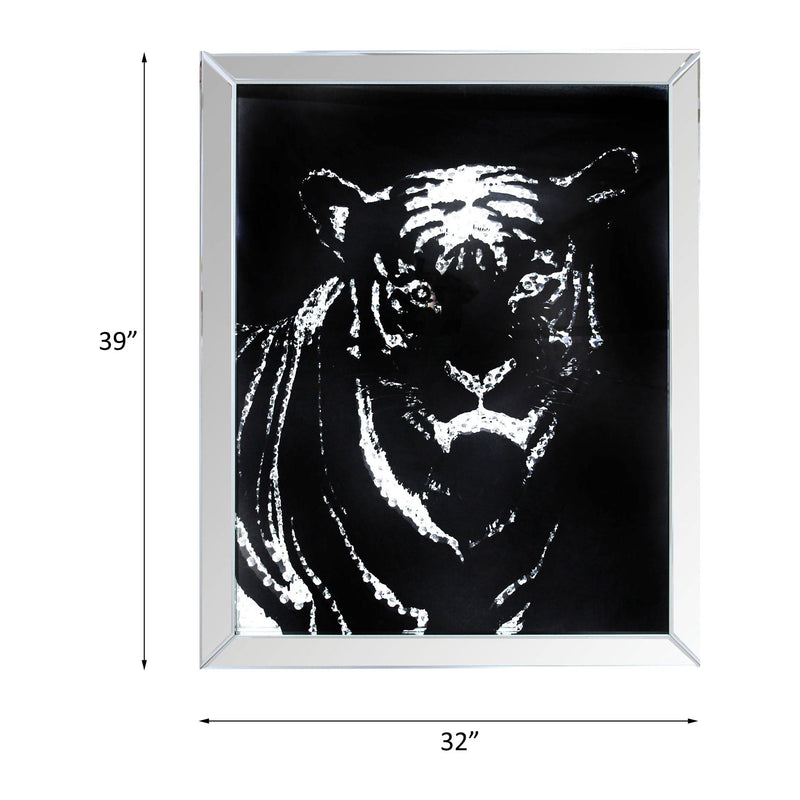 Talisha - Wall Art - Mirrored & Faux Crystal Tiger, photo 2 of 2