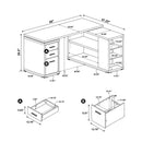 Tona - L-Shape Computer Desk With 3 Drawers And 5 Shelves