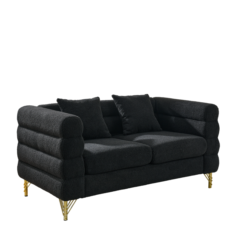 3-seater + 2-seater Combination sofa.BLACK teddy