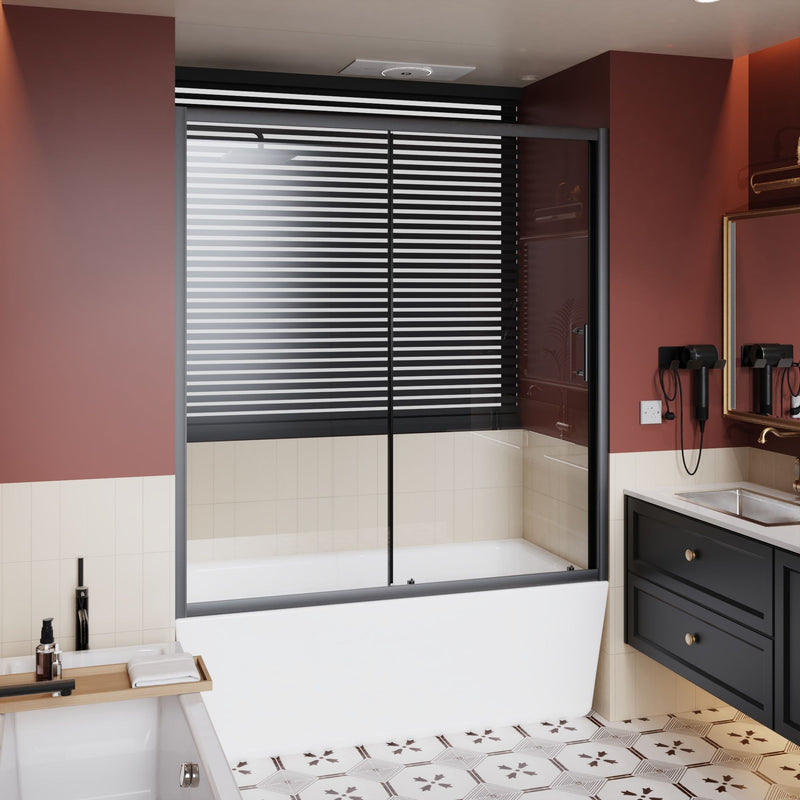 Sliding Shower Door For Bathtub - Matt Black, photo 6 of 8