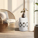 Elegant Glazed Ceramic Drum Stool Indoor / Outdoor Side Table Accent Garden Stool - White by Unique Piece Furniture