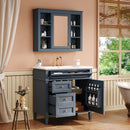 Bathroom Vanity With Mirror Cabinet, Single Sink With 2 Soft Closing Doors And 4 Drawers by HouseOfZazla