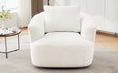360° Swivel Barrel Sofa Chair with Throw Pillow, Chenille Upholstered Accent Chair, Beige, 38.2'