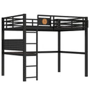 Full Size Loft Bed Frame with Desk and Charging Port
