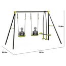 Xns008 Interesting Triple Children Metal Safe Swing Set 440Lbs For Outdoor Playground Three Seat Swing For Age 3+ - Green / Black by HouseOfZazla