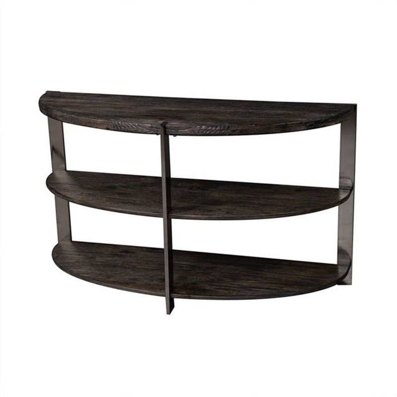 Kalne Console Table Half Moon Shape with 2 Open Shelves, photo 3 of 6