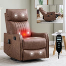 Brown Heat Massage Manual Recliner Chair