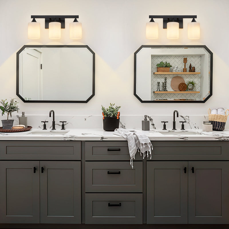 3-Light Matte Black Bathroom Vanity Light, photo 2 of 10