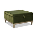 Knox - Square Storage Cocktail Ottoman - Olive Green by HouseOfZazla