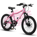 S20101 20" Kids' Bike, Boys Girls Mountain Bike Ages 8-12, 7 Speed Teenager Children Kids' Bicycles, Front Suspension Disc Brake Rear V-Brake, High Steel Frame by HouseOfZazla