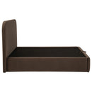 Anders Upholstered Full Storage Lift Platform Bed Chocolate