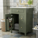 Elegant Bathroom Vanity With Ceramic Sink, Soft Close Doors And Drawers, Double Storage Racks by HouseOfZazla