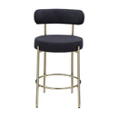 Modern Sherpa Counter Height Stools, Uphsoltered Seat Height Barstools With Brushed Brass Metal Legs Round Low Back Kitchen Stools With Footrest For Dining Room (Set of 2) by HouseOfZazla