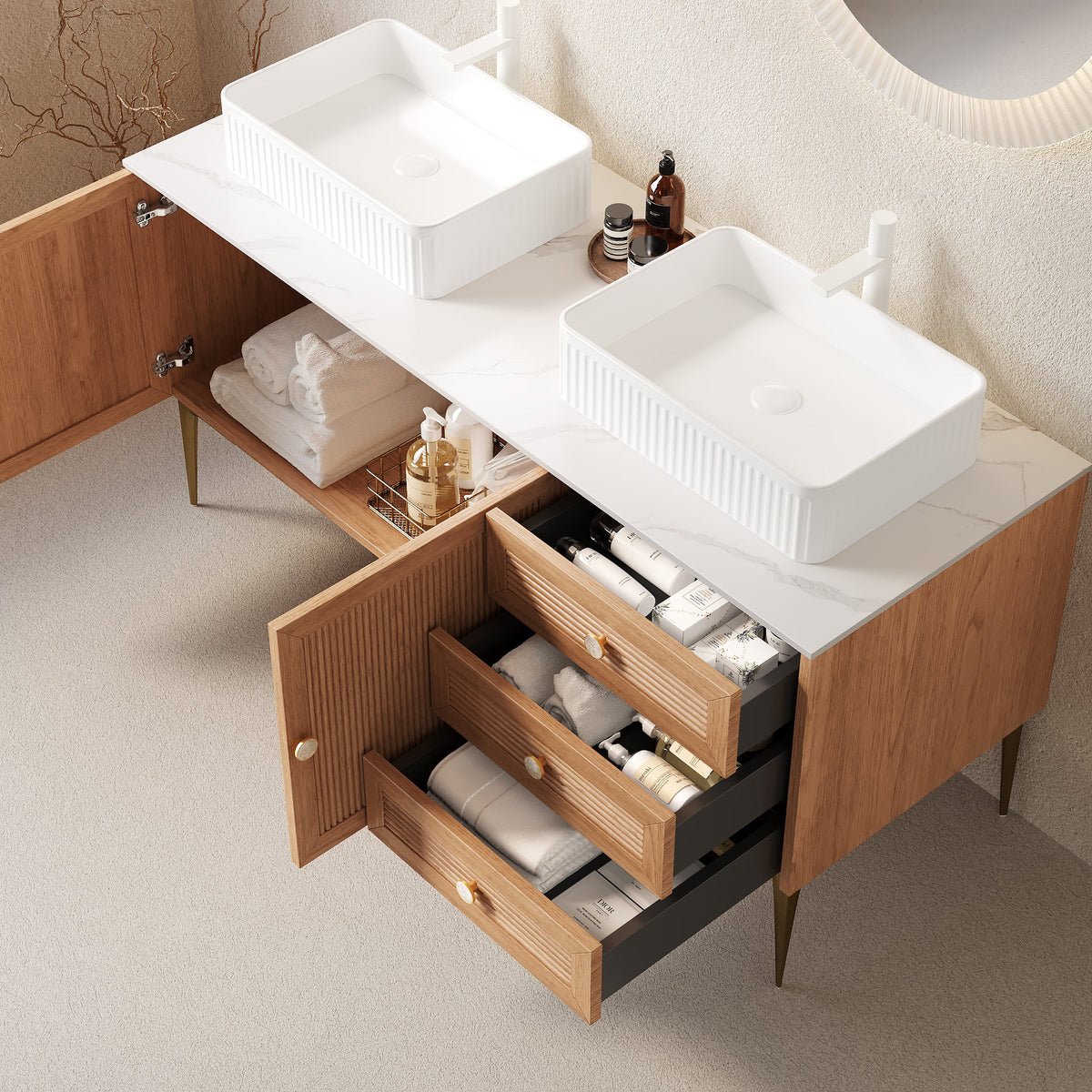 MUNIN 60" Bathroom Vanity with Sinks, photo 2 of 5