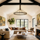 53.15 Inch Matte Black Wagon Wheel Chandelier with 30 Lights by HouseOfZazla