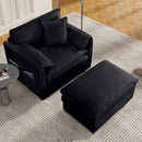 Oversized Chair With Movable Ottoman, Soft Upholstered Lounge Chair by HouseOfZazla