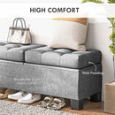 46" Storage Ottoman Bench, Upholstered End of Bed Bench with Steel Frame, Button Tufted Storage Bench with Safety Hinges for Living Room, Entryway, Bedroom, Gray