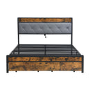 Modern Bed Frame With LED Lights, Upholstered Headboard, USB Charging by Unique Piece Furniture