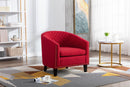 accent Barrel chair living room chair with nailheads and solid wood legs Red Linen