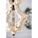 Farmhouse Chandeliar Distressed Pendant French Country Wood Chandelier For Living Room Foyer, Bulb Not Included - Antique Cream by HouseOfZazla