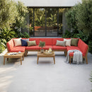 Grenada 8 Seater Acacia Wood Sectional Sofa Set, Teak + Red by HouseOfZazla