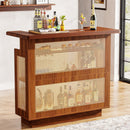 47.24 Inches Farmhouse Rattan Bar Unit