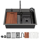 Drop In Waterfall Kitchen Sink With Pull-Out Faucet & Cup Washer by HouseOfZazla