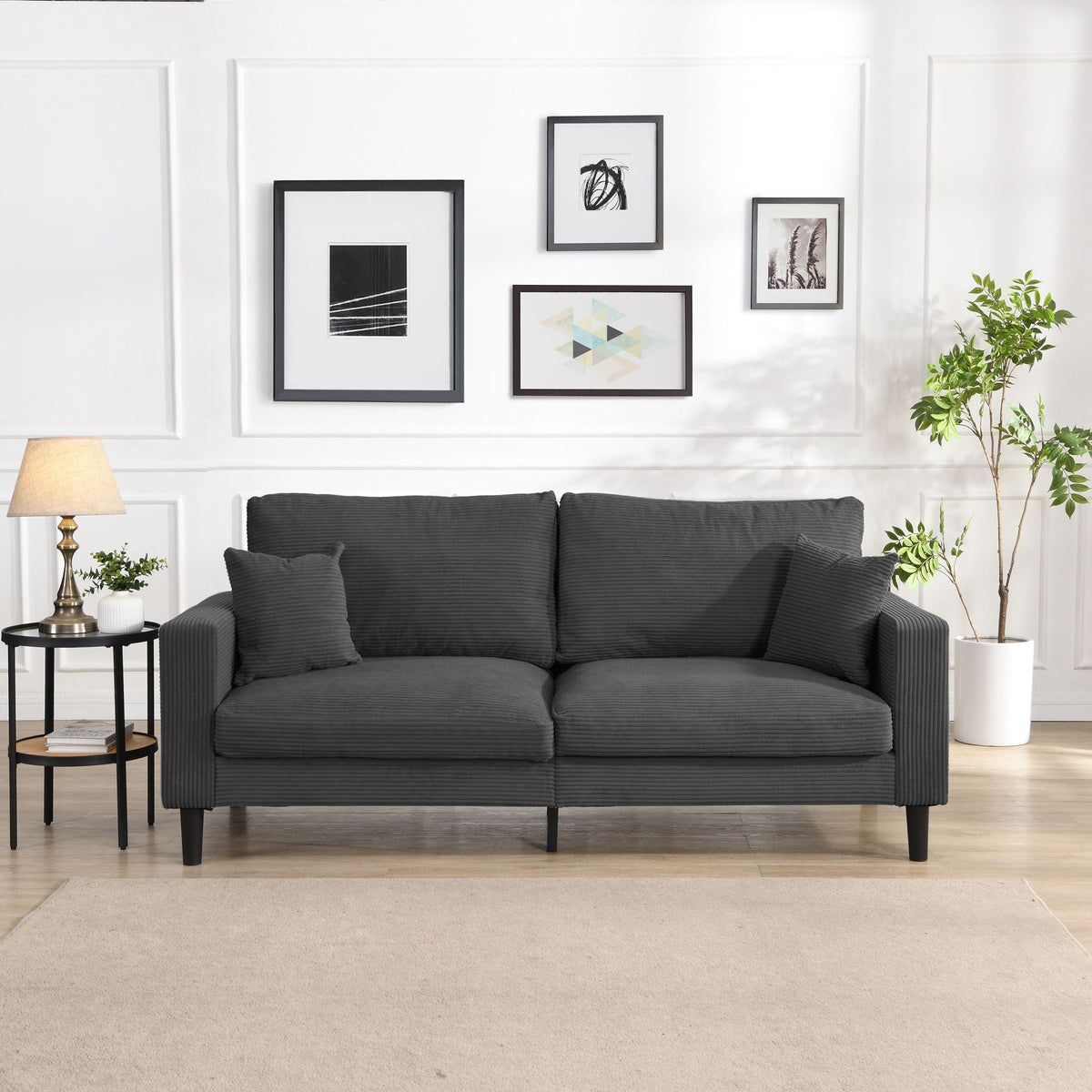 Modern Upholstered 3 Seat Sofa, High Resilience, photo 9 of 12