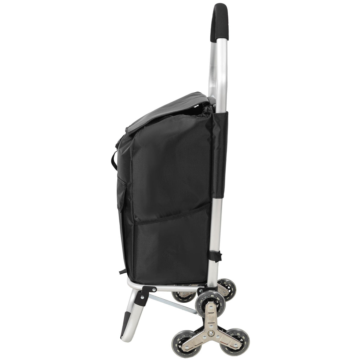 Foldable Shopping Stair Trolley With Triangular Wheels And Removable Waterproof Bag - Black, photo 11 of 19