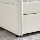 Daybed with Trundle Upholstered Tufted Sofa Bed, Twin Size, Boucle Fabric, Beige (83'x43'x29.5')