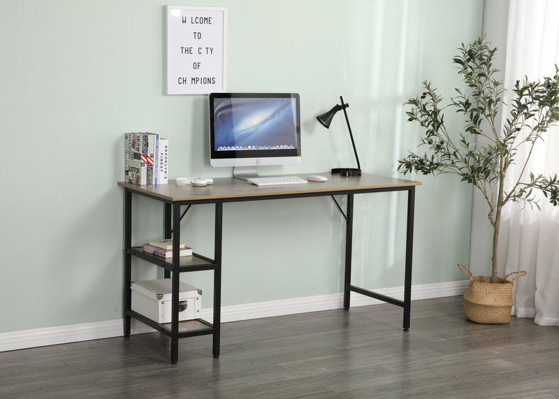 55-inch oversized light gray wood grain, best-selling home office computer desk, study writing desk with two-layer bookshelf