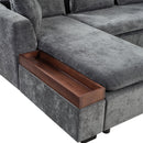 Modern L Shaped Sectional Sofa With Upholstery And Wooden Storage by HouseOfZazla