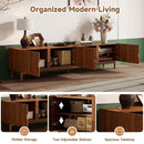 TV Stand With Legs, Media Console, 4 Cabinets For Living Room - Natural Wood