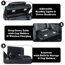 Ephron - Power Motion Sofa With Dropdown Table, Wireless Charging, Reading Light, Power Headrests & LED - Black by Unique Piece Furniture