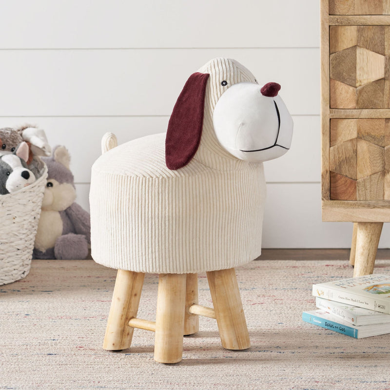 Walker Edison | Adorable Plush Dog Ottoman