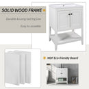 24" White Modern Sleek Bathroom Vanity Elegant Ceramic Sink with Solid Wood Frame Open Style Shelf