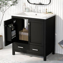 30' Black Bathroom Vanity with Single Sink, Combo Cabinet Undermount Sink, Bathroom Storage Cabinet with 2 Doors and a Drawer, Soft Closing, Multifunctional Storage, Solid Wood Frame