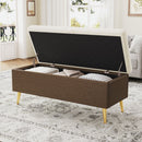 Modern Tufted Storage Ottoman Bench With Metal Legs