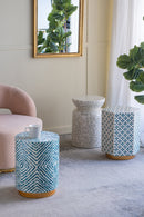 14" Round Accent Stool with Gold Base