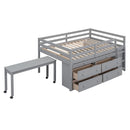 Loft Bed With Retractable Writing Desk And 4 Drawers, With Lateral Portable Desk And Shelves by HouseOfZazla
