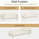 Convertible Double Futon Sofa Bed With Folding Armrests For Living Rooms