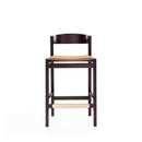 Klismos Wood Upholstered Counter Stool in Camel