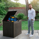 35 Gallon Outdoor Resin Storage Box – Black/Wood Grain
