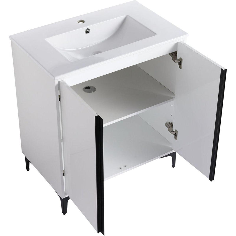 30" Freestanding Bathroom Vanity With Ceramic Sink-BVB06730WH-