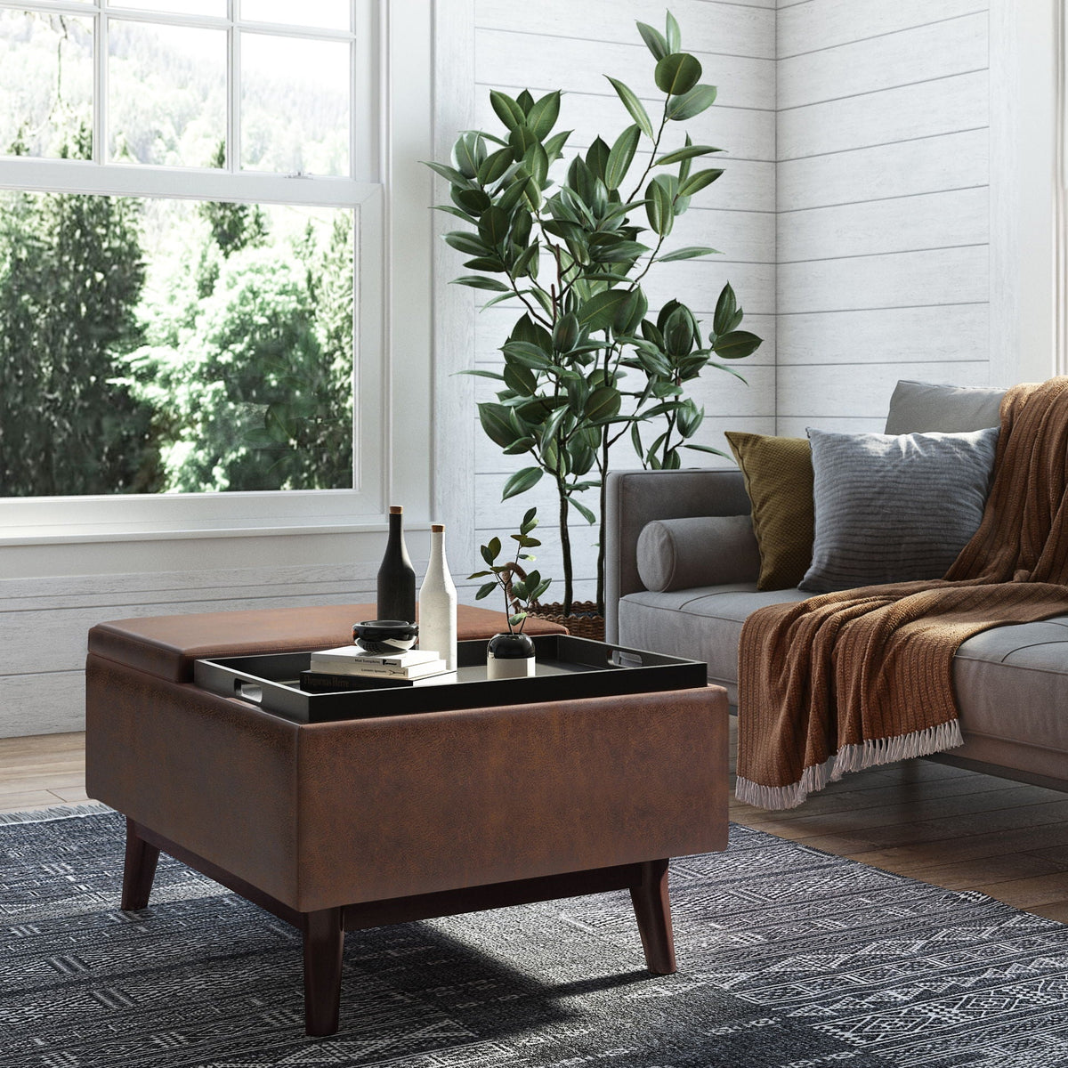 Owen - Tray Top Small Coffee Table Upholstered Storage Ottoman, photo 17 of 24