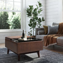 Owen - Tray Top Small Coffee Table Upholstered Storage Ottoman by HouseOfZazla
