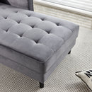 64" Velvet Chaise, Mid-Century Modern Chaise Furniture, Sleeper for Living Room, Apartment, Tool-Free Assembly. (Gray)