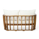 Outdoor Acacia Wood Loveseat and Coffee Table Set with Cushions