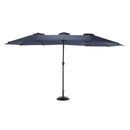 14.8 Ft Double Sided Outdoor Umbrella Rectangular Large with Crank (Navy Blue)